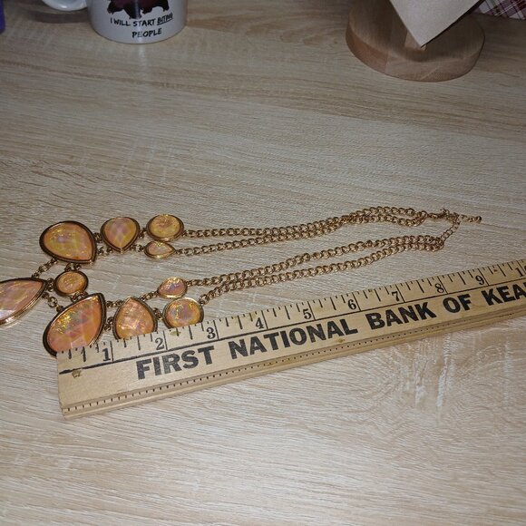 Gold Tone Yellow Rhinestone Teardrop Vintage Necklace Costume Jewelry #108 - Picture 7 of 9